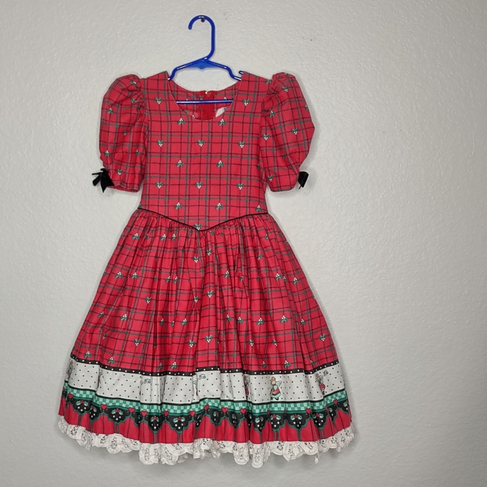 Daisy Kingdom 80's Factory Made Dress Sz 4 Red Christmas USA Vintage